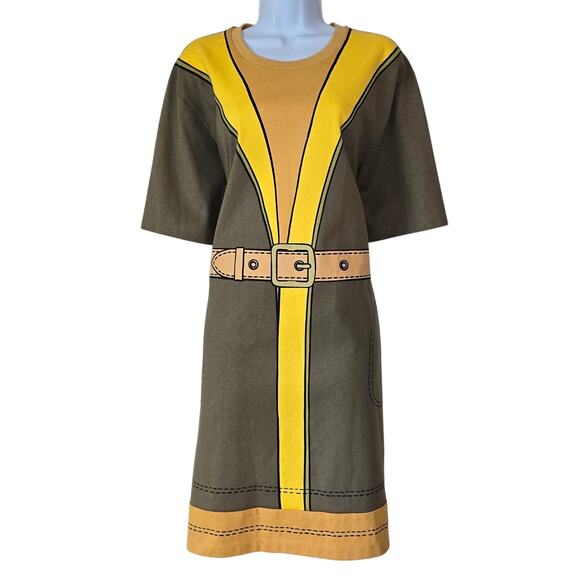 COACH Printed Dress Brown Yellow Cotton Made in Portugal MSRP $350 Womens XXL - Picture 1 of 8